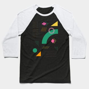 Retro 80s and 90s Memphis Style Geometric Shapes Baseball T-Shirt